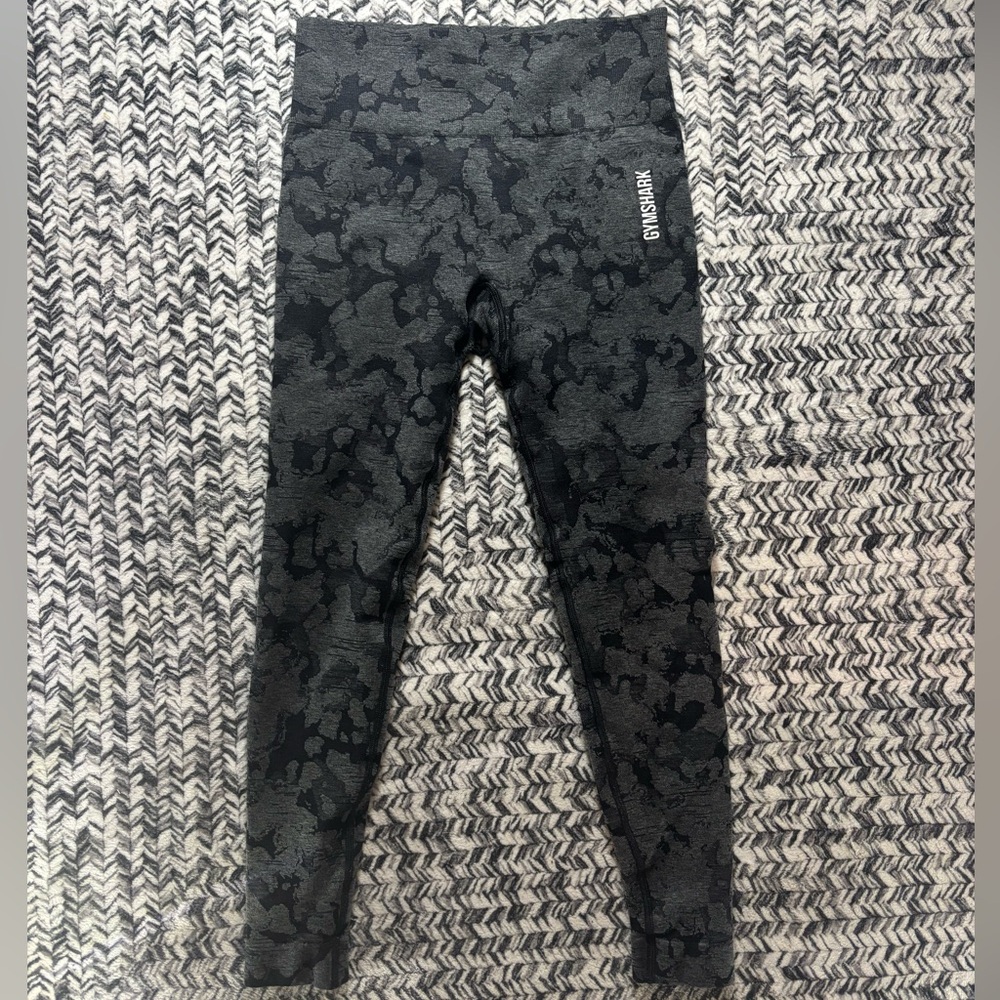 Women’s Small Gymshark Black Camo High-Waist Runched Leggings Gym/ Workout